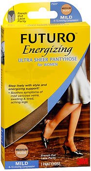 Energizing Ultra Sheer Pantyhose For Women French Cut Mild Medium Nude, 1 Pair (Pack of 4)