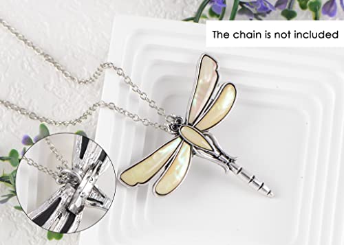 Image of Alilang Dragonfly Brooch Retro Silver Tone Abalone Shell Versatile Brooch Pin Accessories
