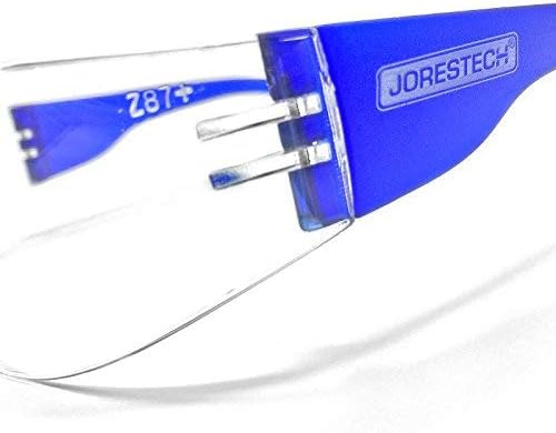 JORESTECH Eyewear Protective Safety Glasses, Polycarbonate Impact Resistant Lens Pack of 12 (Clear/Blue)