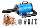 Blanlody Pulseur pour Chien Blower - Très Silencieux - 4,5 CV / 3200 W - Moteur réglable - Souffleur de Soins pour Chien avec 4 Buses différentes - Tuyau élastique et Brosse d'entretien