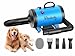 Blanlody Secador de Pelo para Perros Blower Muy silencioso 4,5 CV / 3200 W Motor de Velocidad Ajustable, para el Cuidado de Perros con 4 boquillas Diferentes Manguera elástica y Cepillo de Cuidado