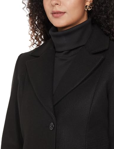 Image of Qube By Fort Collins Women's Semi-Long Tweed Coat with Knitted Finish - Elegant Winter Outerwear for Casual and Formal Looks