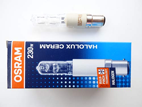 Osram Halolux Ceram - Bombilla halógena (B15d, 230 W), transparente