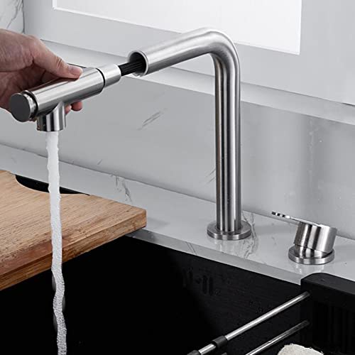 Mitigeur de cuisine en acier inoxydable avec douchette multifonction double jet - 5