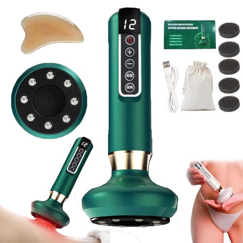 Massaggiatore Anti Cellulite, Anticellulite, Massaggiatore Elettrico A Coppetta Con Aspirazione A Vuoto Gua Sha, Aspirazione Regolabile, Per Il Collo, La Schiena (Verde)