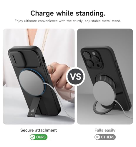 Image of SURITCH for iPhone 12 /12 Pro Case with Magnetic Camera Slide Cover and Adjustable Kickstand, Compatible with MagSafe, Shockproof Bumper Case Slim Protective Cover for iPhone 12 /12 Pro 6.1 Inch, Black