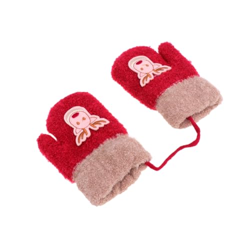 Girls' Winter Thermal Gloves Christmas Mittens Full Cover Elk Pattern Hand Warmth 2-5 Years Old