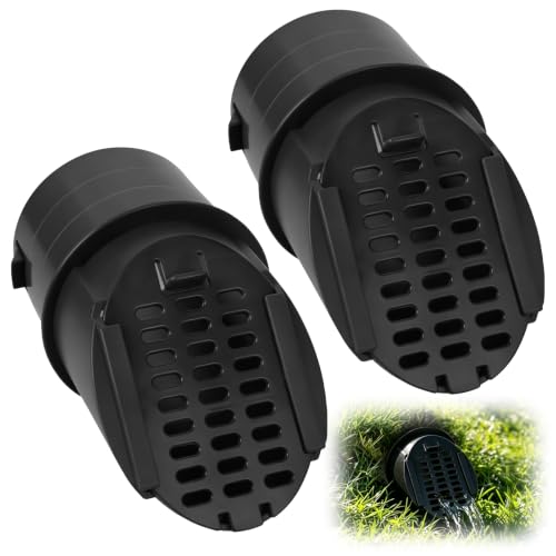 Calvana 2 Pack 4 Inch Slope Drainage Grate Cover, Yard Drain Emitter Alternative to Pop-Up Drain, Fits 4" SCH 40 SDR 35 Corrugated Pipe, Downspout & Sump Pump Discharge Drain Outlet, Black