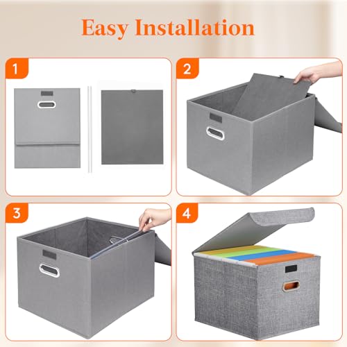 Lifewit Caixa organizadora de arquivos com tampas, caixas de arquivo de armazenamento portátil com c