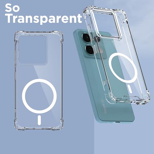 Image of Amazon Basics Back Cover for Redmi Note 13 Pro 5G / Poco X6 5G Mag-Safe Shockproof PC + TPU Protective Case Magnetic Support Bumper Case (Transparent Mag-Safe)