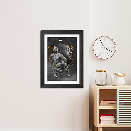 Image of TenorArts Jon Jones MMA Poster Frame Fighter Laminated Photo Framed Painting with Matt Finish Black Textures (12 inches x 9inches)