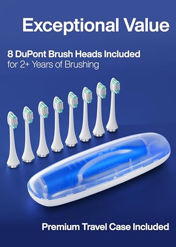 Image of Aquasonic Adult Vibe Series Ultra-Whitening Toothbrush A- Ada Accepted Electric Toothbrush-8 Brush Heads & Travel Case A- 40,000 Vpm Motor & Wireless Charging-4 Modes W Smart Timer A- Sapphire Blue