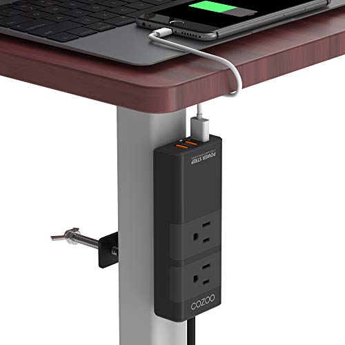 COZOO Clamp Mount Desktop Power Strip with USB 3 Port Charger Station 20W/4.0A