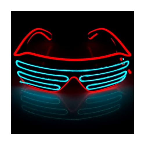 J&L Glasses LED Light Up Shutter Glasses EL Wire Neon Glasses Sound Activated for Halloween Disco Bar Party (Red,Blue, Clear) by J&L Glasses - Used condition - CA$20.23
