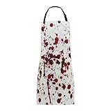 GVLAQST Halloween Horror House Apron - Bloody Butcher Costume Apron with Bloody Handprint, Adjustable, Funny, White