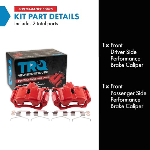 Image of TRQ Performance Front Driver and Passenger Side Brake Caliper Set Caliper Brackets Hardware Compatible with 12-15 Honda Civic