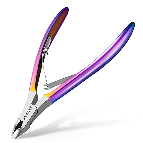 MR.GREEN Tijeras para Cutículas Profesionales de Acero Inoxidable Tijeras para Cutículas Afiladas Herramienta para el Cuidado de las Uñas(Color Titanio) Cover