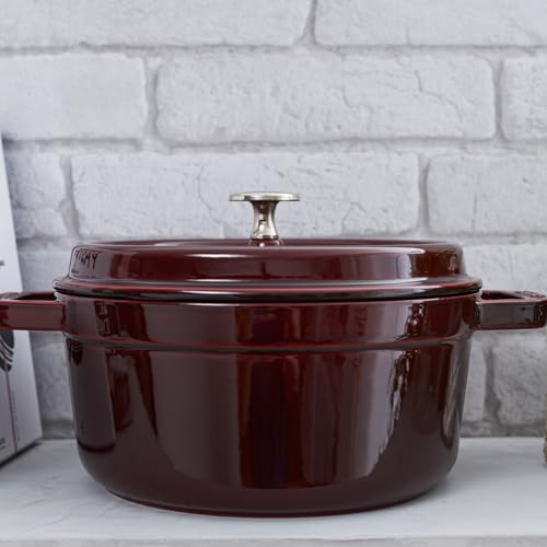 Image of Staub Cast Iron Round Dutch Oven, Made in France, Grenadine, 4-qt, Serves 4-6 people