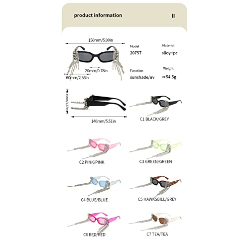 willochra Vintage Tassel Rhinestones Sunglasses Women Luxulry punk Sun Glasses Unique Diamond Eyeglasses4