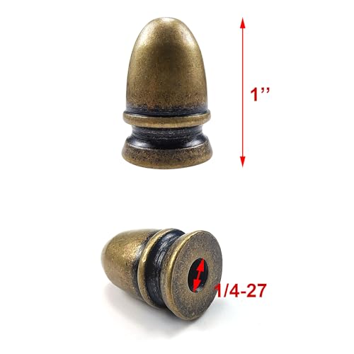 Image of ECUDIS Pack of 4 Solid Metal Lamp Finials Caps Knob for Lamp Shade Harp Holder (Antique Brass)