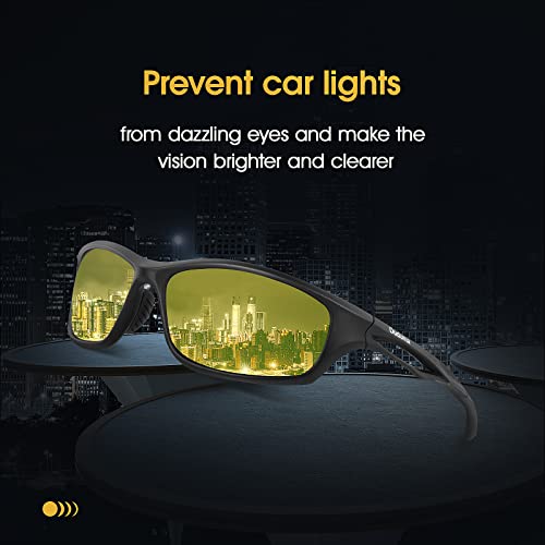 Duduma Polarized Sports Sunglasses For Men Women Running Cycling Fishing Golf Driving Shades Sun Glasses Tr90(Black Matte Frame With Yellow Lens) #TOP1