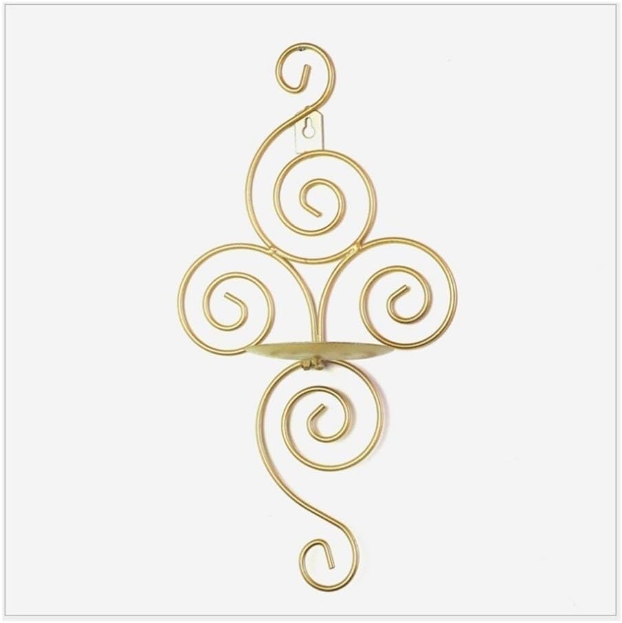 Candle Holder Iron Candle Holder Black Wall Hanging(Gold)
