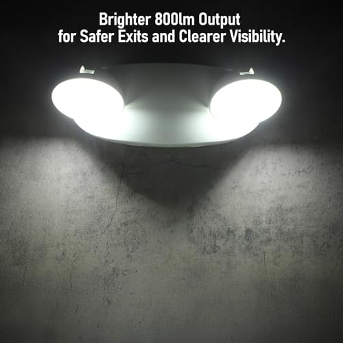 TORCHSTAR LED Emergency Light with Battery Backup, 800lm High Output, UL Listed, AC 120-277V, Commercial Emergency Lighting with Two Adjustable Heads, Hardwired Exit Light Fixtures, White, Pack of 4 by TORCHSTAR - Image 2