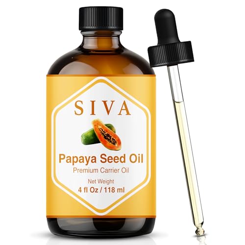 SIVA Papaya Seed Oil 4oz (118ml) Premium Cold-Pressed 100% Natural Carrier Oil With Dropper For Face, Skin Care, Body Massage, Hair Care, Hair Oiling & Scalp Massage