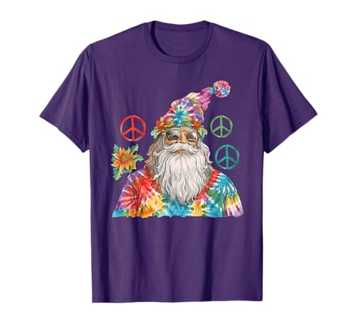 Gypsy Santa Claus Hippie Tie Dye Groovy Christmas T-Shirt