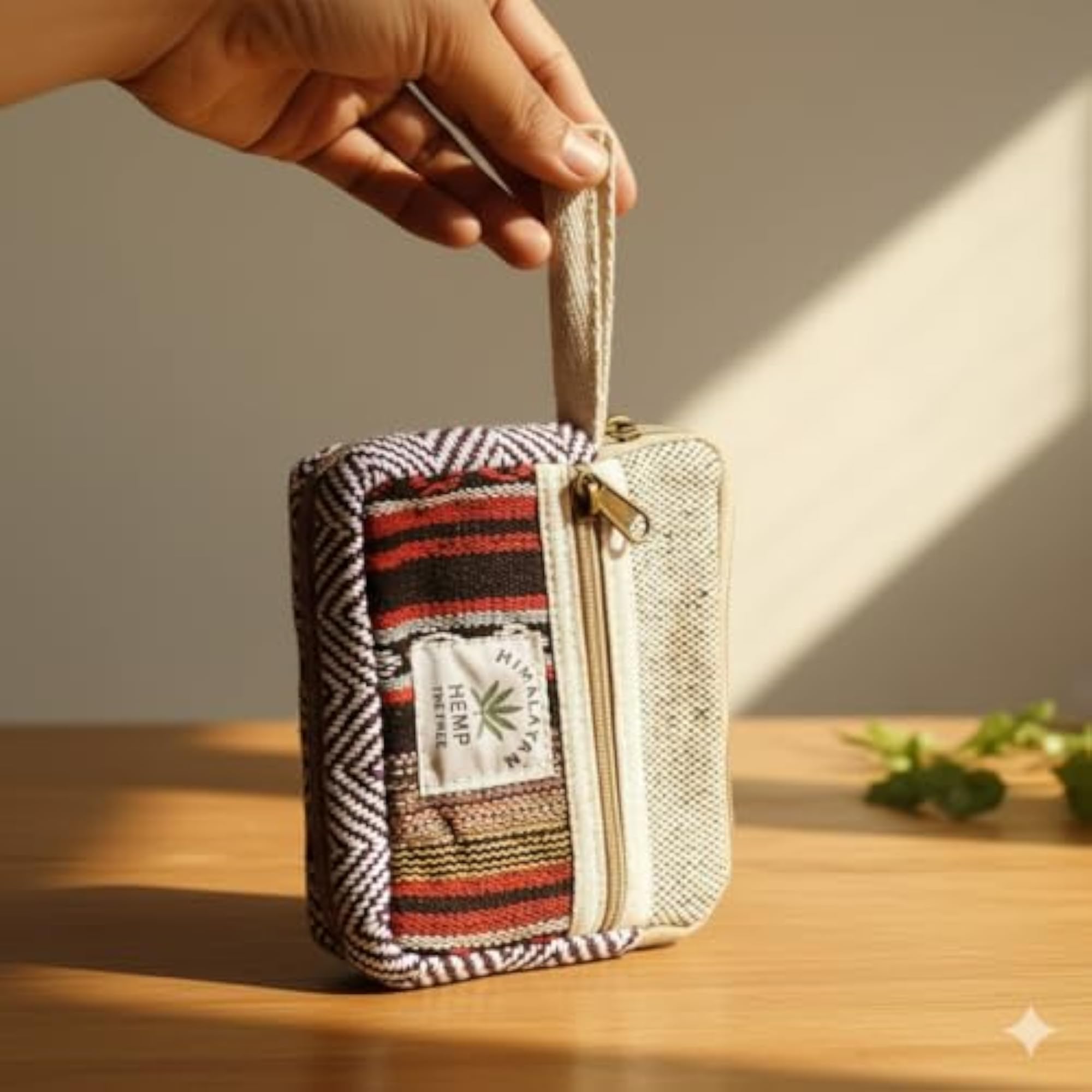 Kedar Kripa Hemp Ethnic Pattern Pouch Bag, Pack of 6