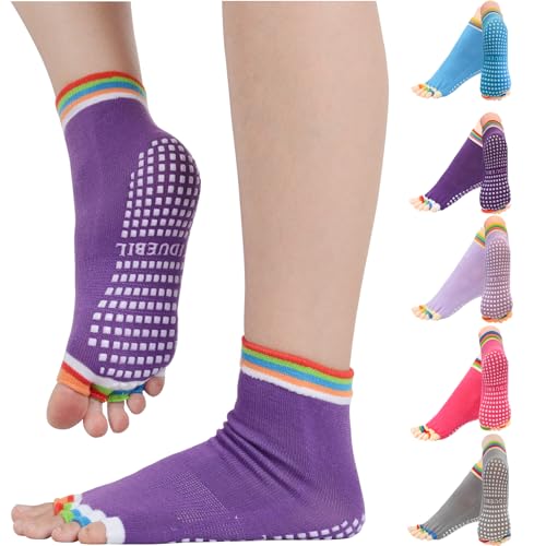 Chaussettes de yoga antidérapantes femme respirantes et douces avec grips en PVC