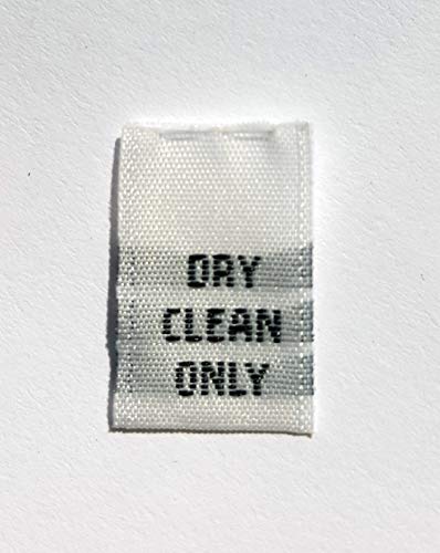 SeanLabel.com: 100 pcs Woven Clothing Sewing Garment Labels, Size Tags White - Dry Clean ONLY