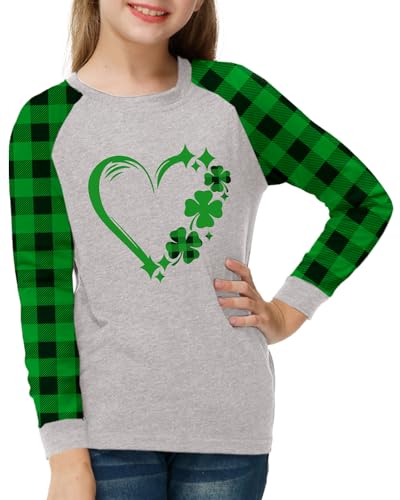 Image of Remimi Girls Thanksgiving Shirts Buffalo Plaid Raglan Tee Cute Turkey Holiday Party Long Sleeve Tshirt 5-14 Years