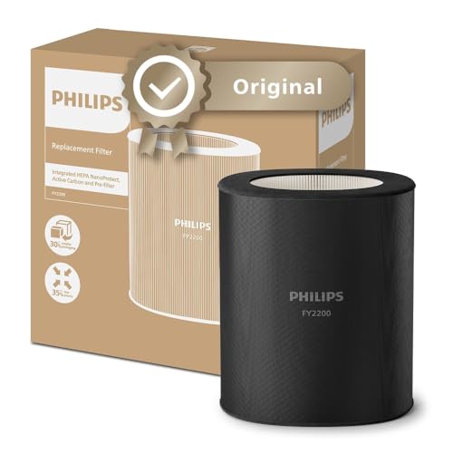 Philips Original Replacement Filter for 2200 Series AC2210, AC2220 and AC2221 Air Purifiers, HEPA NanoProtect + Active Carbon, 36 Months Lifetime, Black/White (FY2200/30)