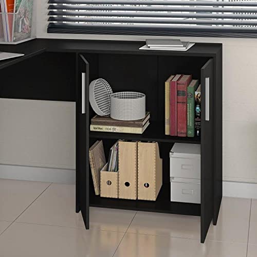 Conjunto Home Office 2 Peças 1 Mesa em L 2 Gavetas 3 Portas 1 Armário 2 Portas 2 Prateleiras Espress