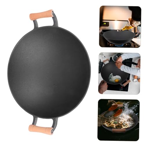 Wok de hierro fundido con mango de madera de 12 pulgadas miniatura 4
