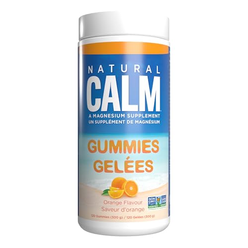 Natural Calm Magnesium Gummies (Orange Flavour), 120 Count - Chewable - Fast Absorbing - Relaxing - Vegan, Gluten-free, Ages 4 and up