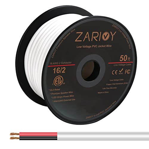 Câble 16 AWG conducteurs rouge noir gaine blanche CL2 ignifuge 15,2 m