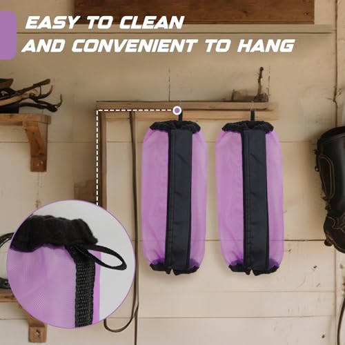 Image of All-Purpose Fine Mesh Horse Fly Boots Breathable Anti-Fly Leggings with Sturdy Support Strips Reduce Annoying Stomping & 360Leg Protection Durable Easy-Clean Material 4-Pack Lavender Purple