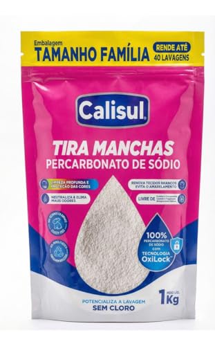 Percarbonato de Sódio 1kg 100% Puro Tira Manchas em Pó Sem Cloro, Biodegradável e Seguro para Roupas Brancas, Coloridas e Limpeza Doméstica Calisul
