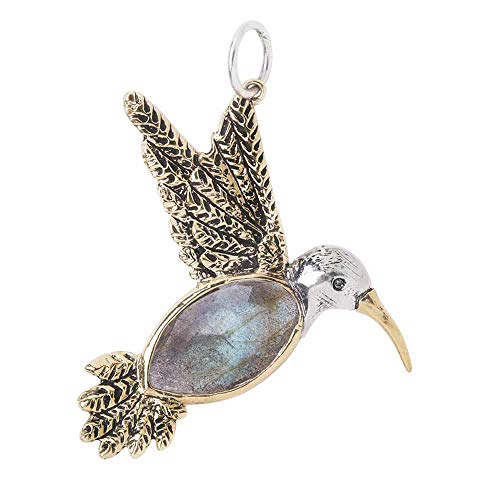 Waxing Poetic Fly Lightly Sterling Silver, Brass, and Labradorite Hummingbird Pendant
