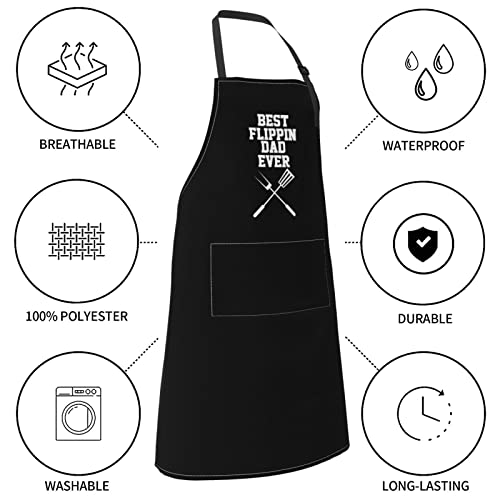 Wodealmug Men's Best Flippin Dad Ever Grilling Apron Bbq Apron Adjustable Cooking Daddy Apron With Pocket Grilling Gifts For Papa, Husband #TOP5
