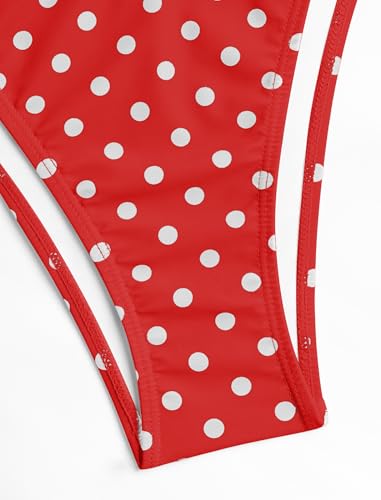 Image of ZAFUL Women's Polka Dot Bikini Set Double Layer Halter Swimsuit Colorblock Side Tie 2 Piece Bathing Suit