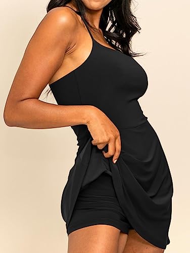 XXTAXN Women's Summer Casual Tennis Workout Spaghetti Strap Backless Mini Dress with Shorts2