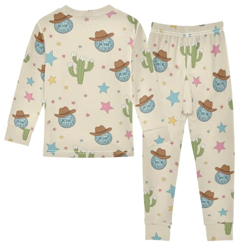 Pajama Sets Long Sleeve Cactus Disco Balls Hats Stars Soft Comfy Sleepwear 2 Piece PJS 3-8T3