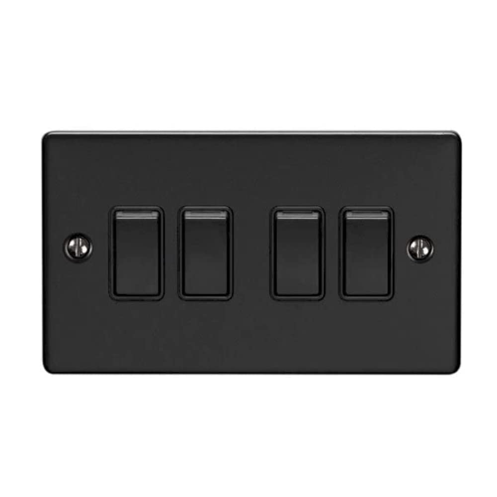 4 GANG 10AMP 2WAY SWITCH MATT BLACK ENHANCE RANGE BLACK TRIM