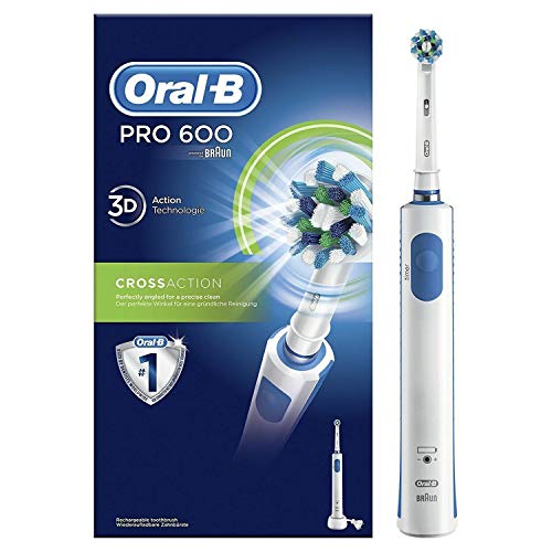 Oral-B PRO 600 CrossAction - Cepillo de dientes electrico recargable con tecnologia Braun