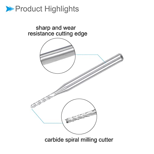 Image of Carbide End Mill Engraving Milling Bits, 1.5mm Bit Dia. 1 /8 inch Shank, CNC Cutting Router Bits Tool - (Applications: for PCB Machine), 10-Pieces
