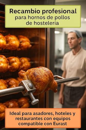 Pincho asador con tornillo para evitar deslices de pollos en espadas de 12mm de hostelería 5