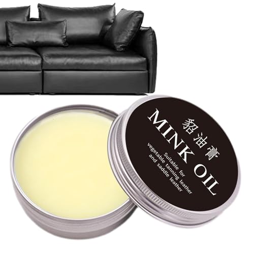 Yaztauho Bálsamo para el cuidado del cuero | Hidratante de limpieza de cuero natural con aceite de visón | Crema acondicionadora para renovar y restaurar muebles de cuero, zapatos, asientos de coche,